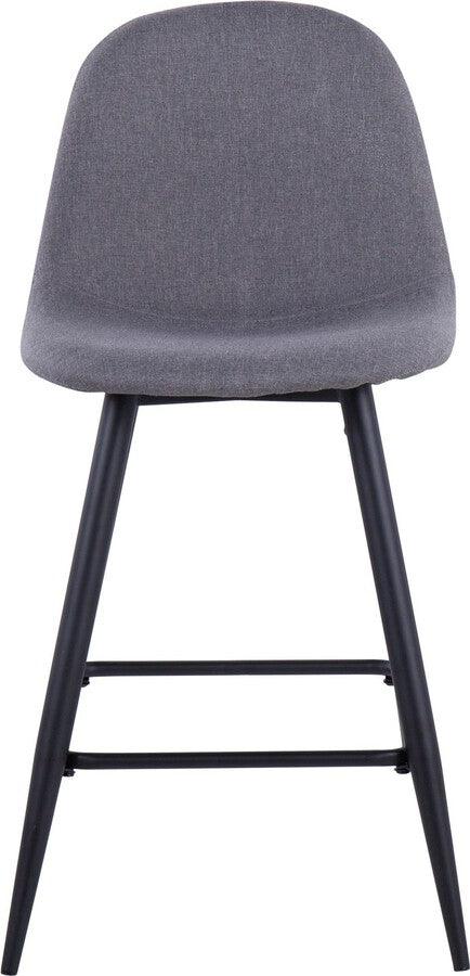 Lumisource Barstools - Pebble Counter Stool In Black Metal & Charcoal Fabric (Set of 2)