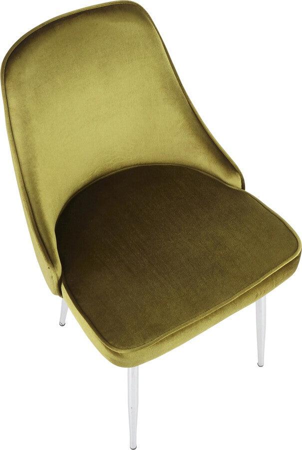 Lumisource Dining Chairs - Marcel Contemporary Dining Chair with Chrome Frame and Green Velvet Fabric - Set of 2
