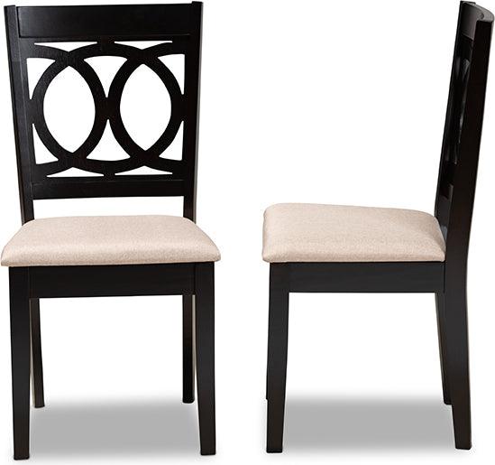 Wholesale Interiors Dining Chairs - Lenoir Sand Fabric Upholstered Espresso Brown Finished Wood 2-Piece Dining Chair Set Set