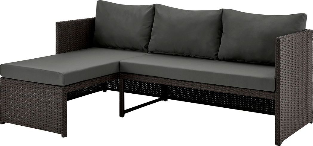 Manhattan Comfort Outdoor Conversation Sets - Menton Patio 2-Seater and Lounge Chair with Coffee Table with Grey Cushions