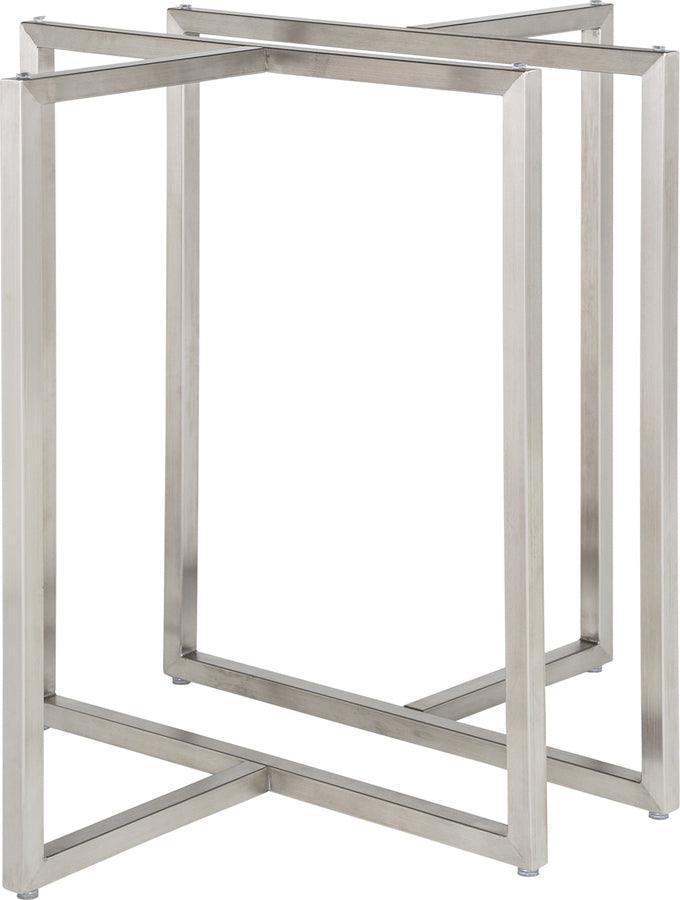 Euro Style Dining Tables - Legend 36" Dining Table with Clear Tempered Glass Top and Brushed Stainless Steel Base