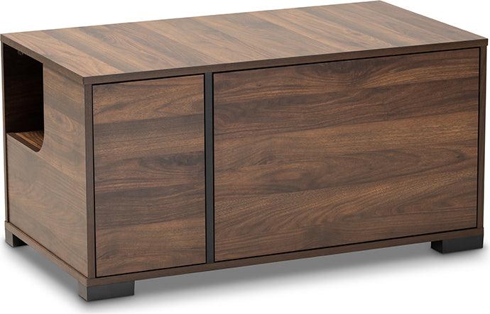 Wholesale Interiors Cat Litter Box - Connor Modern and Contemporary Walnut Brown Finished 2-Door Cat Litter Box Cover House