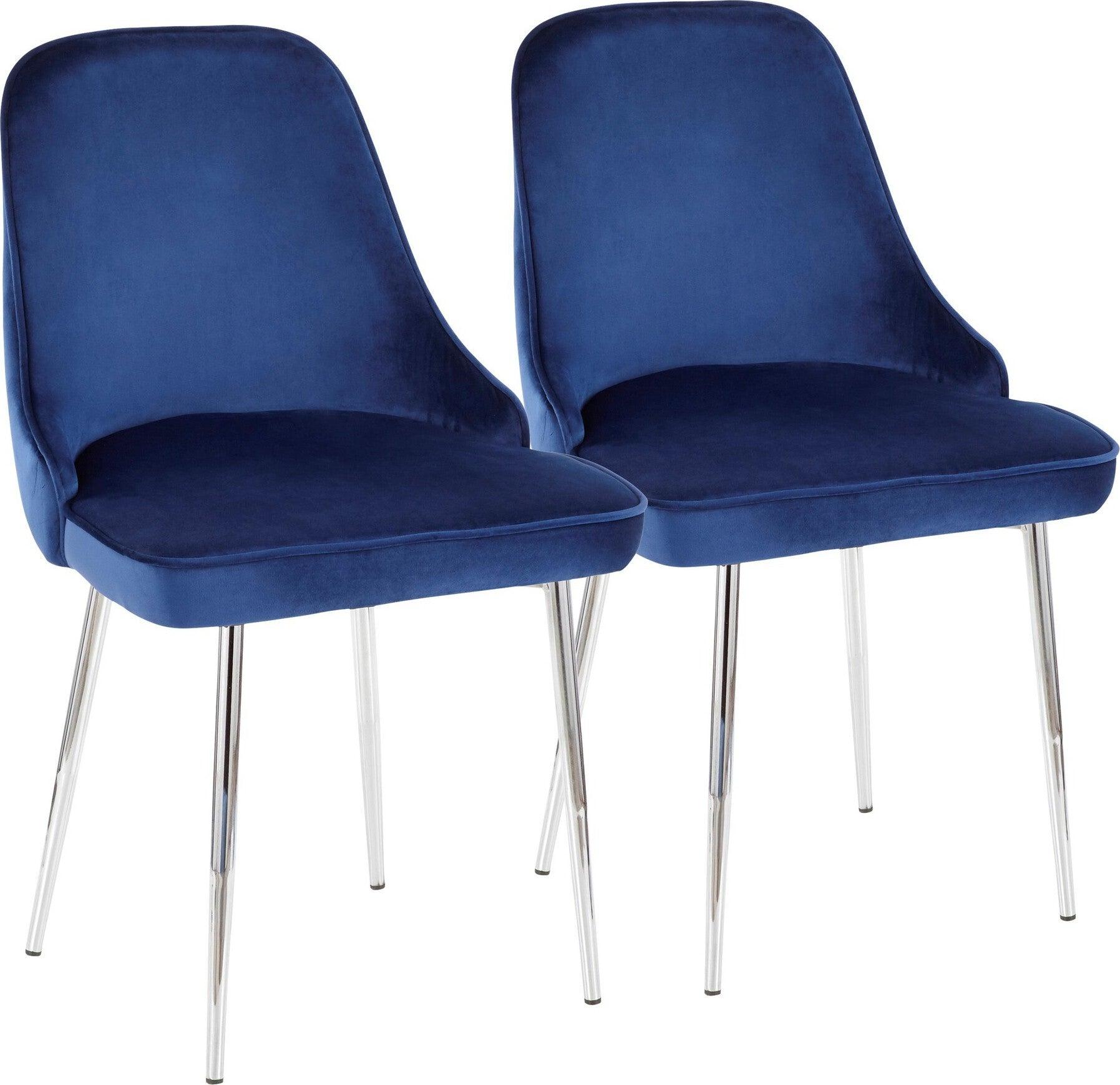 Lumisource Dining Chairs - Marcel Navy Blue Velvet Fabric Dining Chair (Set of 2)