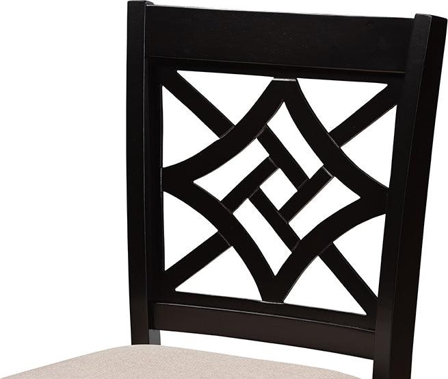 Wholesale Interiors Dining Sets - Nicolette Sand Fabric Upholstered and Dark Brown Finished Wood 5-Piece Pub Set