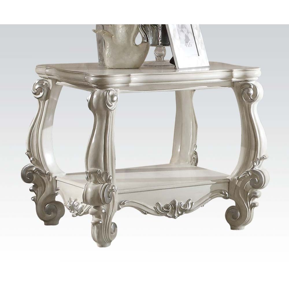 ACME Side & End Tables - ACME Versailles End Table, Bone White