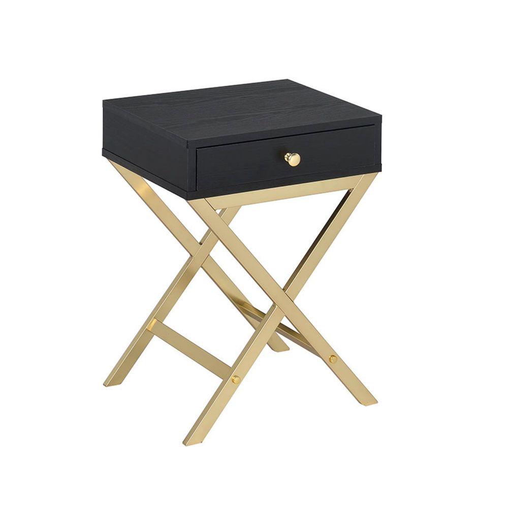 ACME Side & End Tables - ACME Coleen Side Table, Black & Brass