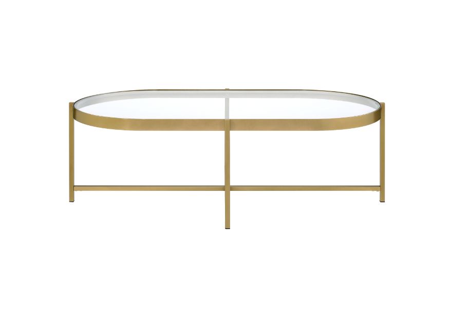 ACME Furniture Coffee Tables - ACME Charrot Coffee Table, Clear Glass & Gold Finish