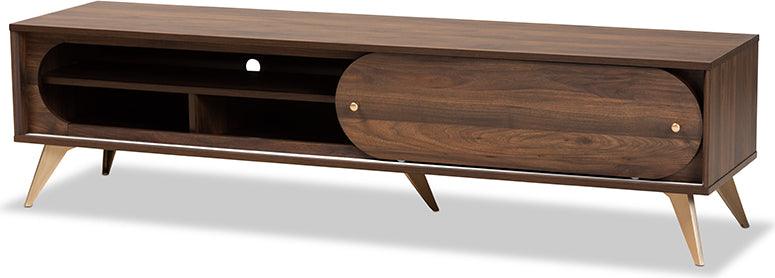 Wholesale Interiors TV & Media Units - Dena Walnut Brown Wood and Gold Finished TV Stand