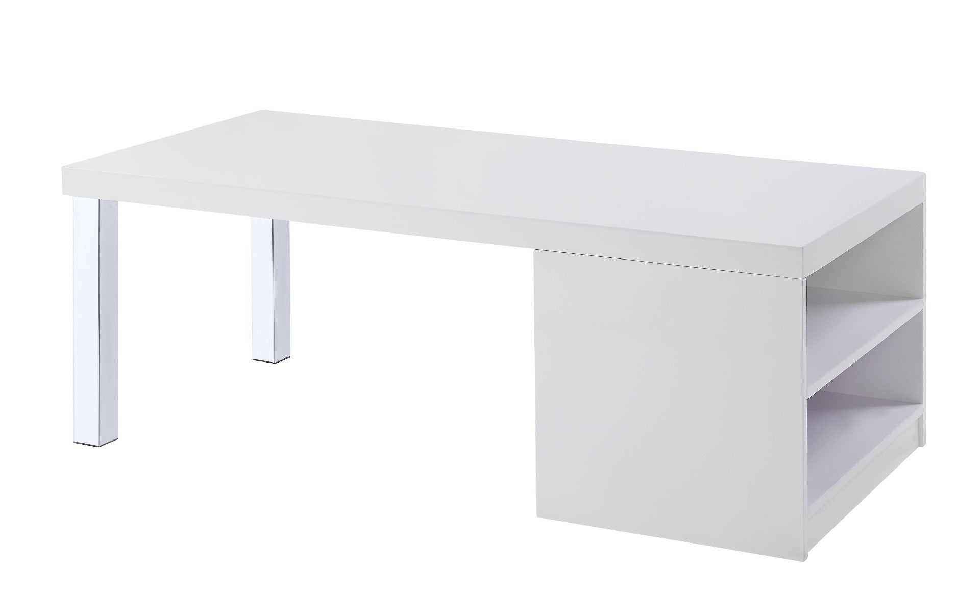 ACME Coffee Tables - ACME Harta Coffee Table, White High Gloss & Chrome