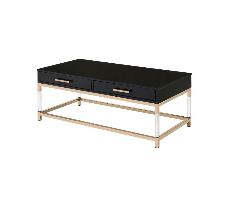 ACME Coffee Tables - ACME Adiel Coffee Table, Black & Gold Finish