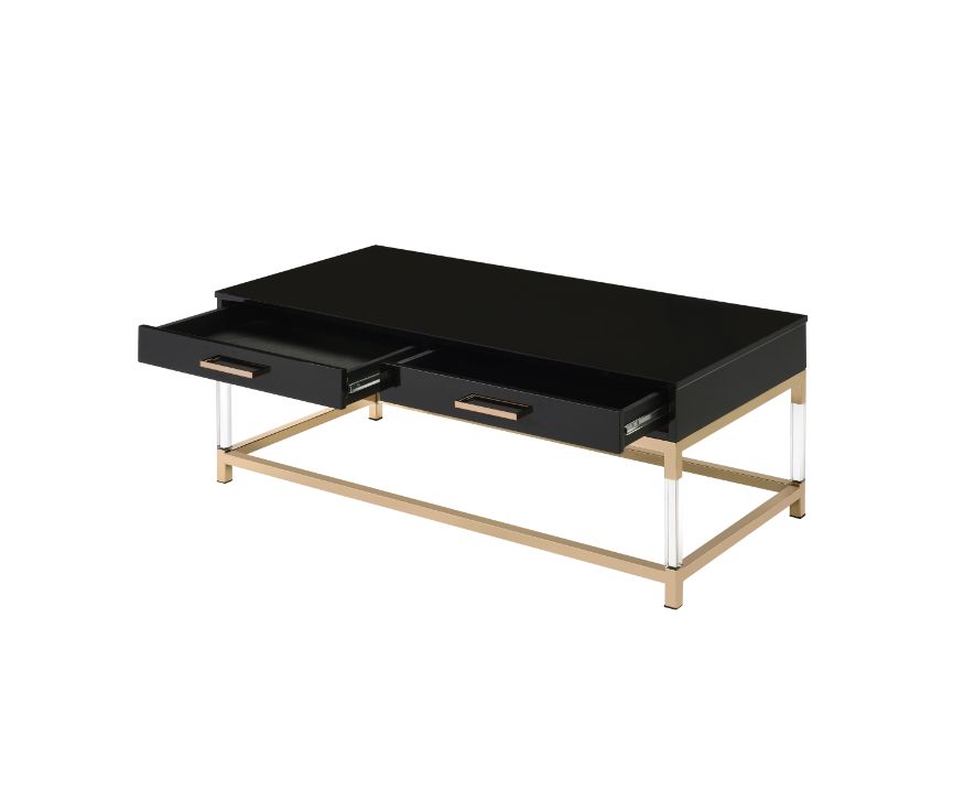 ACME Furniture Coffee Tables - ACME Adiel Coffee Table, Black & Gold Finish