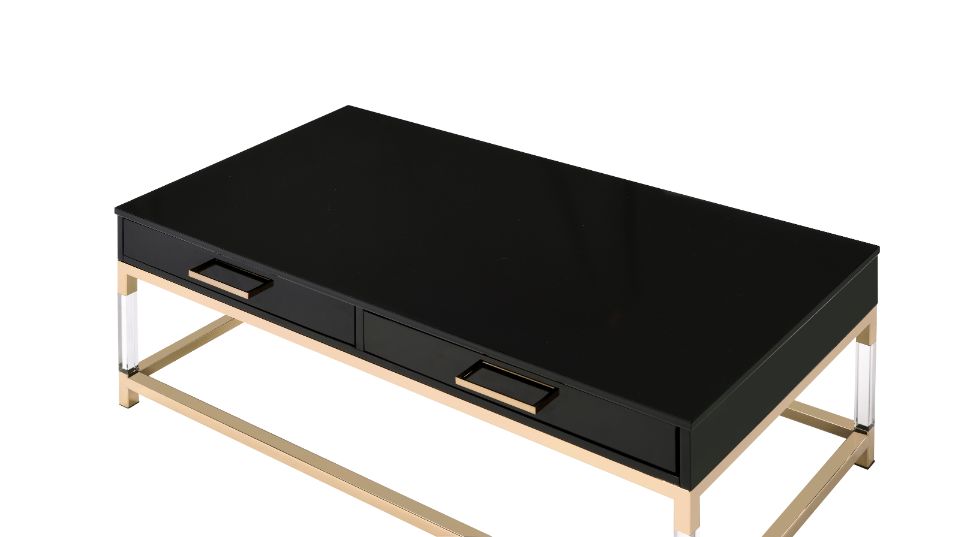 ACME Furniture Coffee Tables - ACME Adiel Coffee Table, Black & Gold Finish