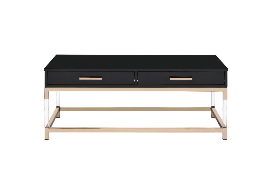 ACME Furniture Coffee Tables - ACME Adiel Coffee Table, Black & Gold Finish
