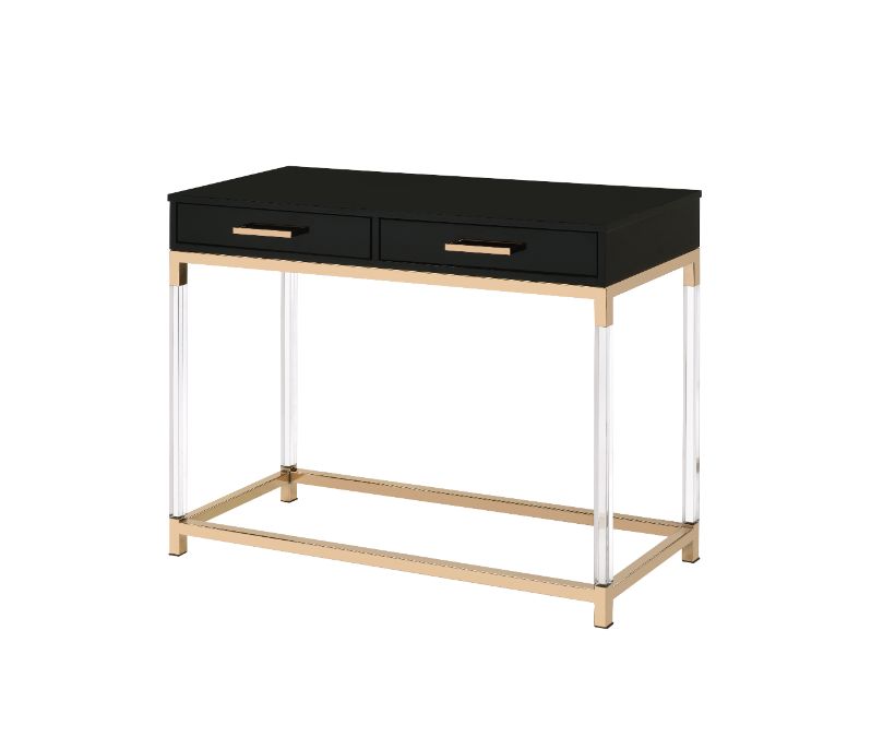 ACME Consoles - ACME Adiel Console Table, Black & Gold Finish