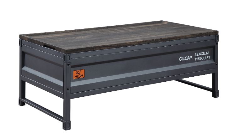 ACME Coffee Tables - ACME Cargo Lift-Top Coffee Table, Weathered Oak & Gunmetal Finish