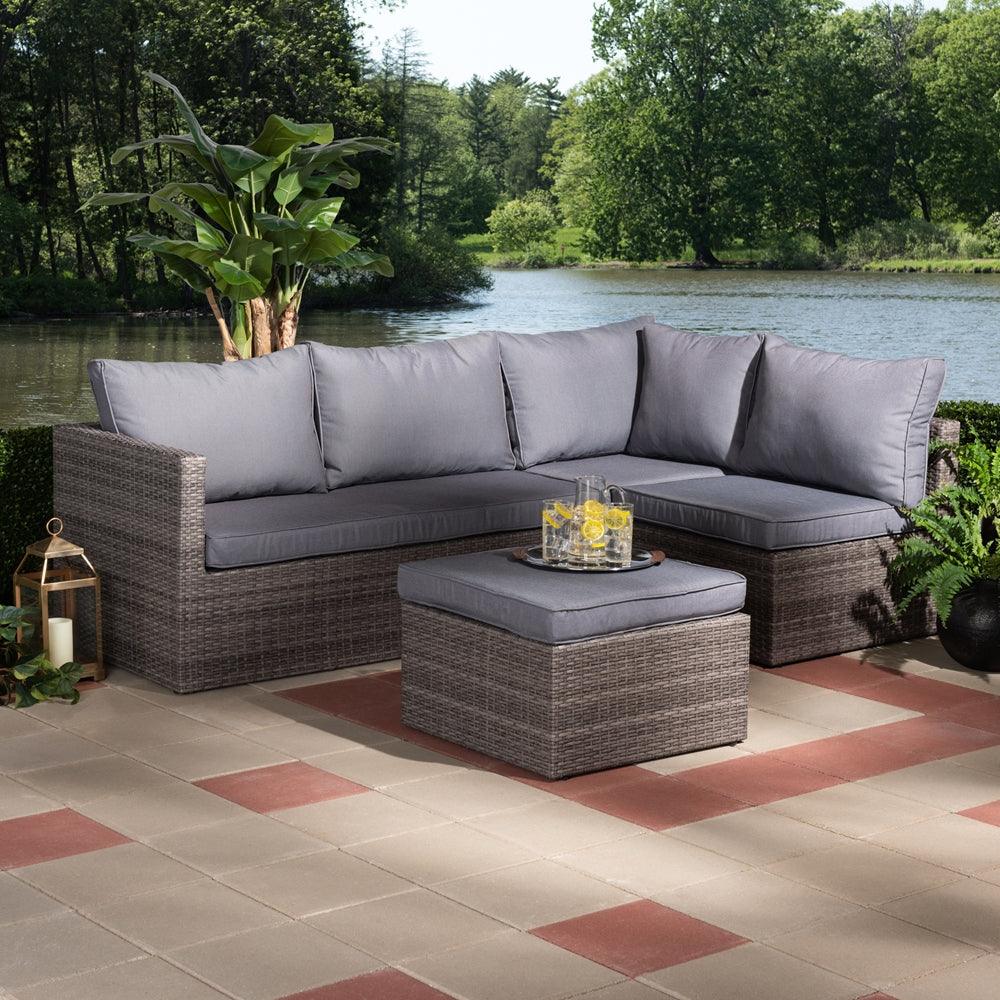 Wholesale Interiors Outdoor Conversation Sets - Pamela Modern And Contemporary Outdoor Patio Set Gray And Brown