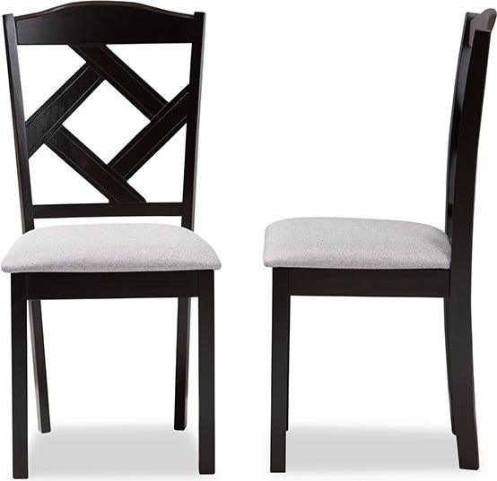 Wholesale Interiors Dining Chairs - Ruth Contemporary Grey Fabric Upholstered and Brown Finished Dining Chair Set of 2