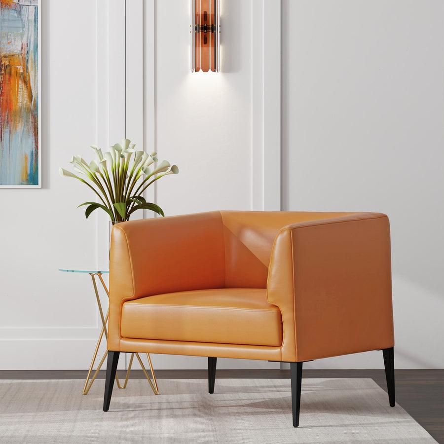 Euro Style Accent Chairs - Matias Lounge Chair in Cognac with Matte Black Legs