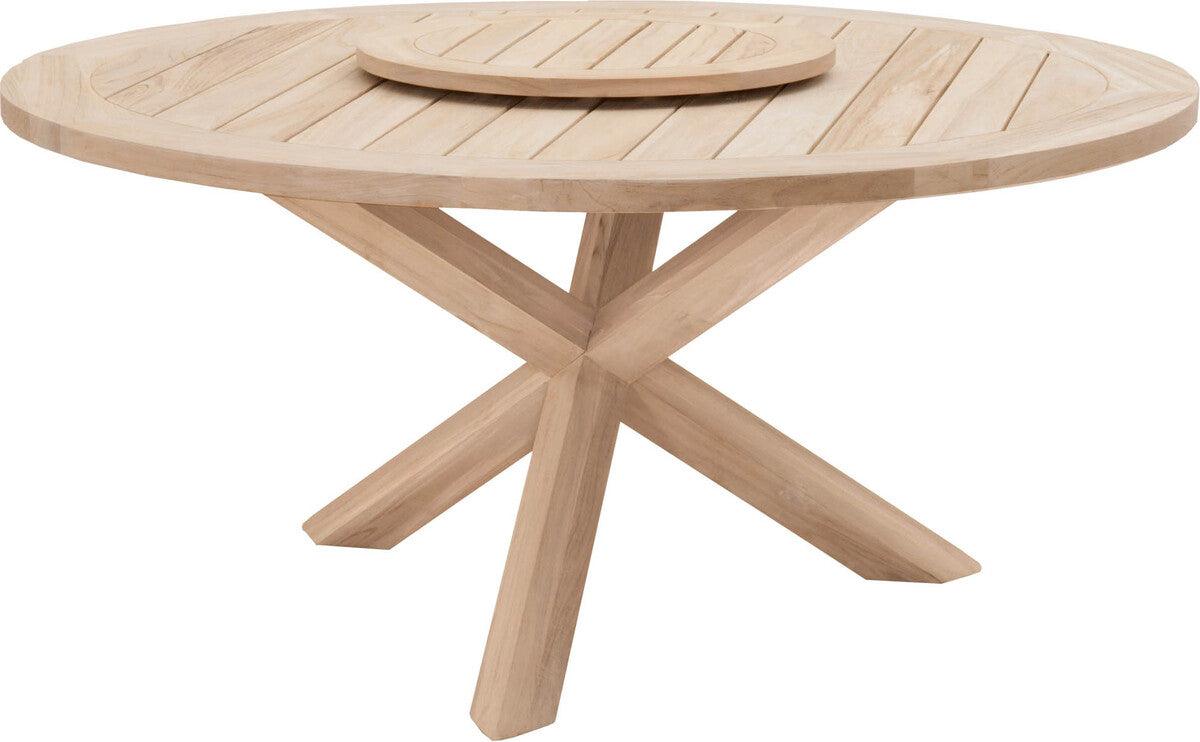 Essentials For Living Outdoor Dining Tables - Boca Outdoor Lazy Susan Gray Teak