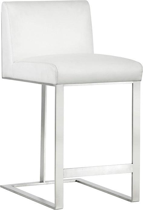 SUNPAN Barstools - Dean Counter Stool - Stainless Steel - Cantina White
