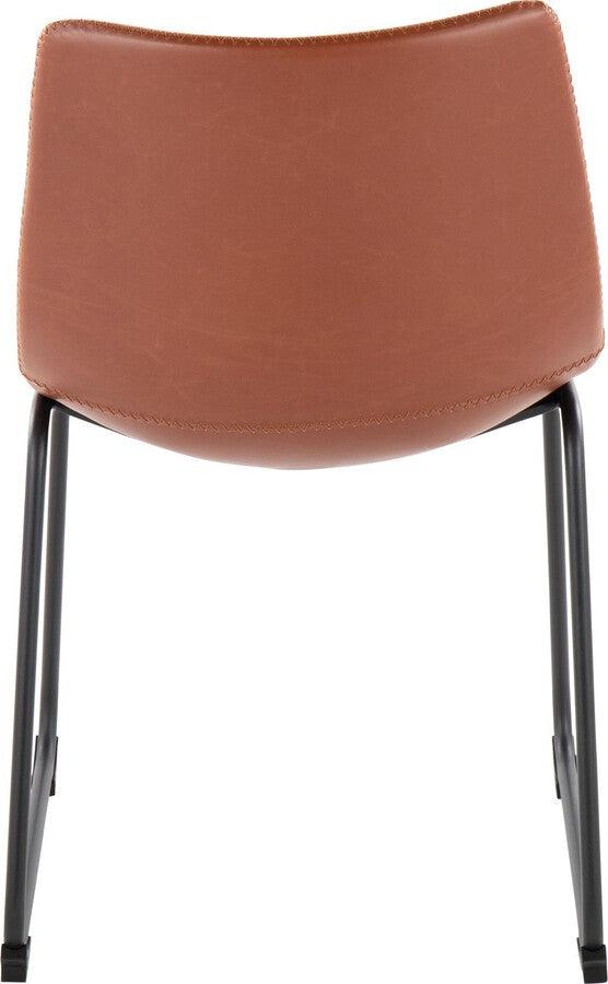 Lumisource Accent Chairs - Duke Industrial Side Chair In Black Steel & Cognac Faux Leather (Set of 2)