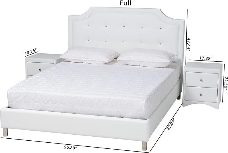 Wholesale Interiors Bedroom Sets - Carlotta Contemporary Glam White Faux Leather Upholstered King Size 3-Piece Bedroom Set