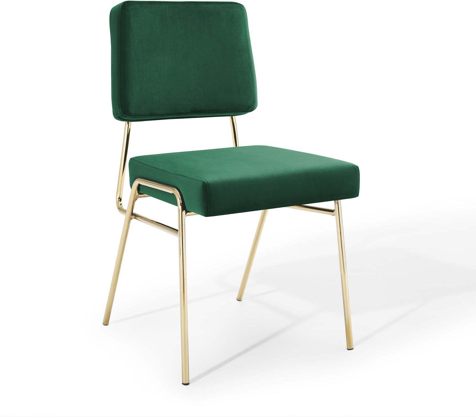Modway Dining Chairs - Craft Dining Side Chair Performance Velvet Gold Green (Set of 2)