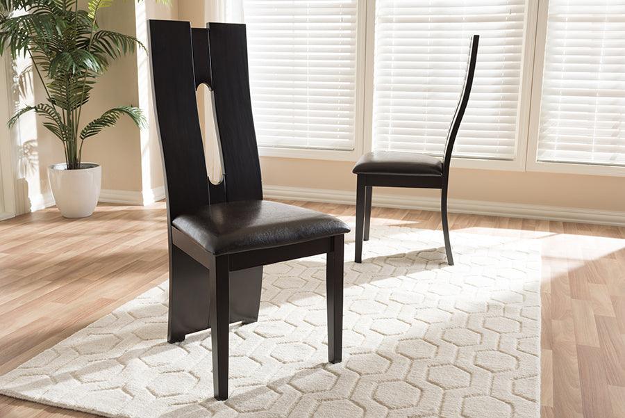 Wholesale Interiors Dining Chairs - Alani Modern And Contemporary Dark Brown Faux Leather Upholstered Dining Chair (Set Of 2)