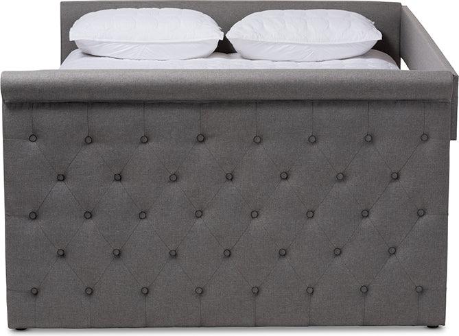 Wholesale Interiors Daybeds - Alena Modern and Contemporary Grey Fabric Upholstered Full Size Daybed with Trundle