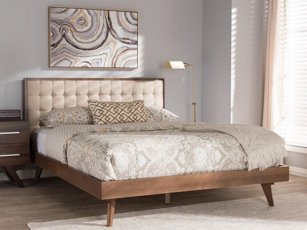 Wholesale Interiors Beds - Soloman Queen Bed Light Beige & Brown