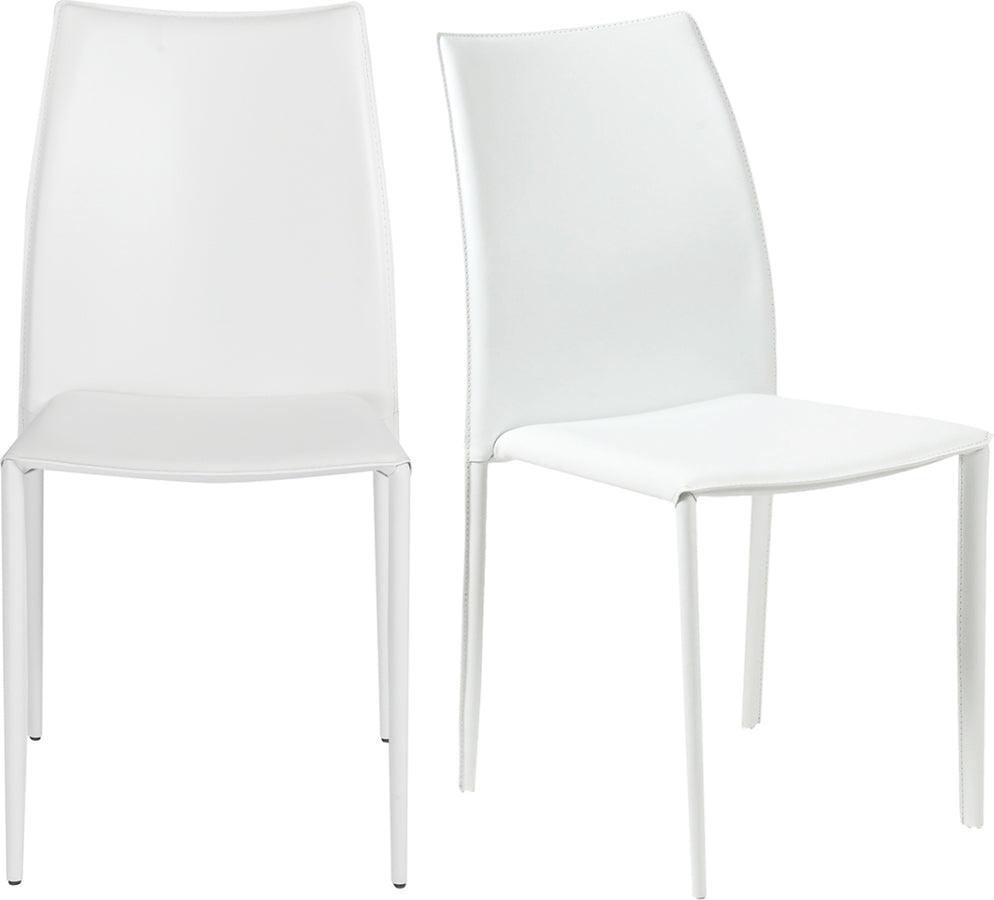 Euro Style Dining Chairs - Dalia Stacking Side Chair in White - Set of 2