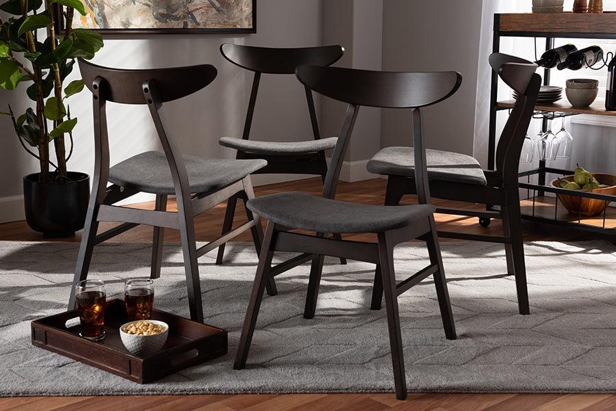 Wholesale Interiors Dining Chairs - Britte Dark Grey Dark Oak Brown 4-Piece Wood Dining Chair Set Set