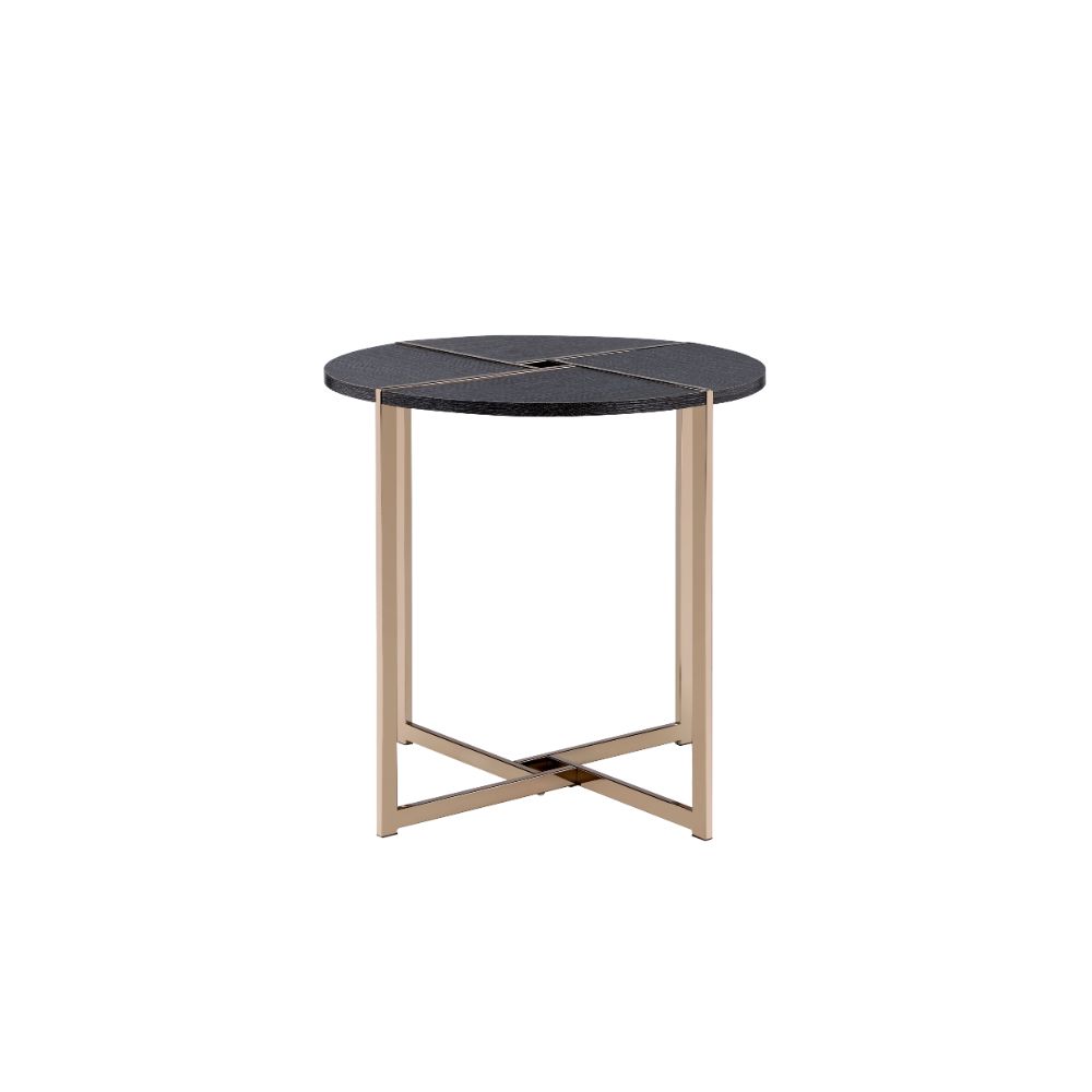 ACME Side & End Tables - ACME Bromia End Table, Black & Champagne