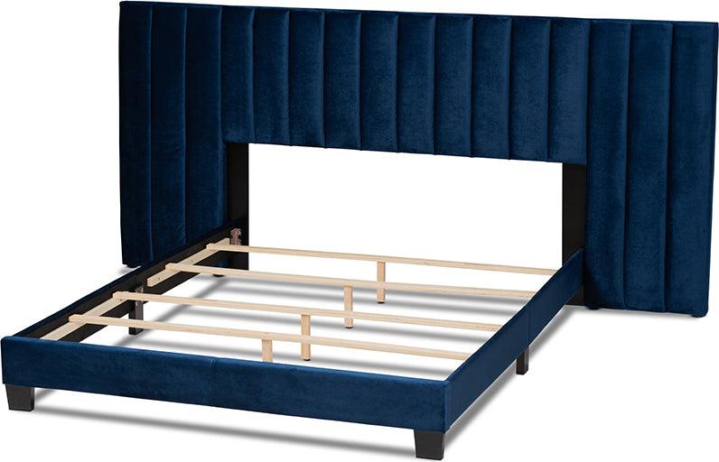 Wholesale Interiors Beds - Fiorenza Queen Bed Navy Blue & Black