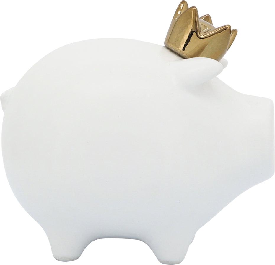 Sagebrook Home Decorative Objects - Ceramic 6" Pig With Crown White