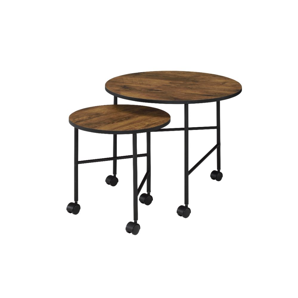 ACME Coffee Tables - ACME Oblis 2Pc Pk Nesting Tables, Vintage Oak