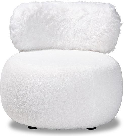 Wholesale Interiors Accent Chairs - Tayla Modern and Contemporary White Fabric Upholstered and Black Metal Accent Chair