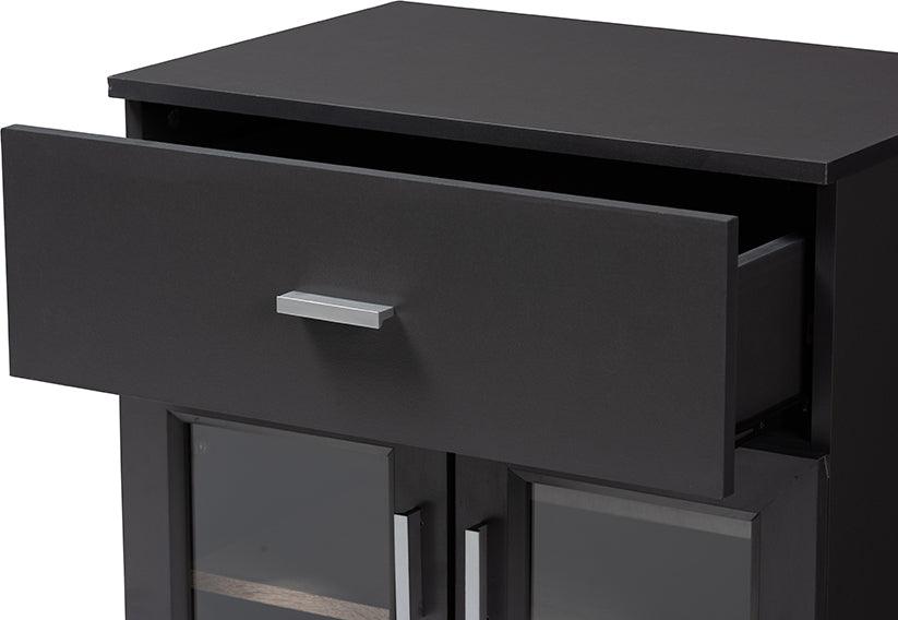 Wholesale Interiors Kitchen Storage & Organization - Jonas Modern And Contemporary Dark Grey And Oak Brown Finished Kitchen Cabinet