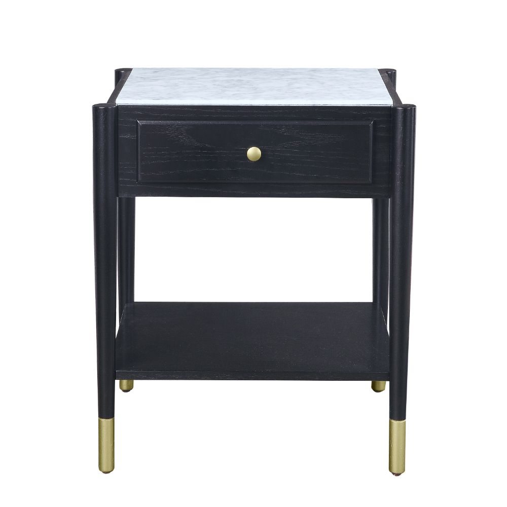 ACME Side & End Tables - ACME Atalia End Table, Marble & Black