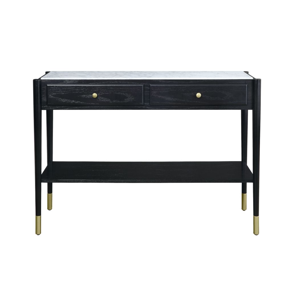 ACME Side & End Tables - ACME Atalia Sofa Table, Marble & Black