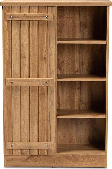 Wholesale Interiors Shoe Storage - Eren Modern and Contemporary Farmhouse Natural Oak Brown Finished Wood 1-Door Shoe Cabinet