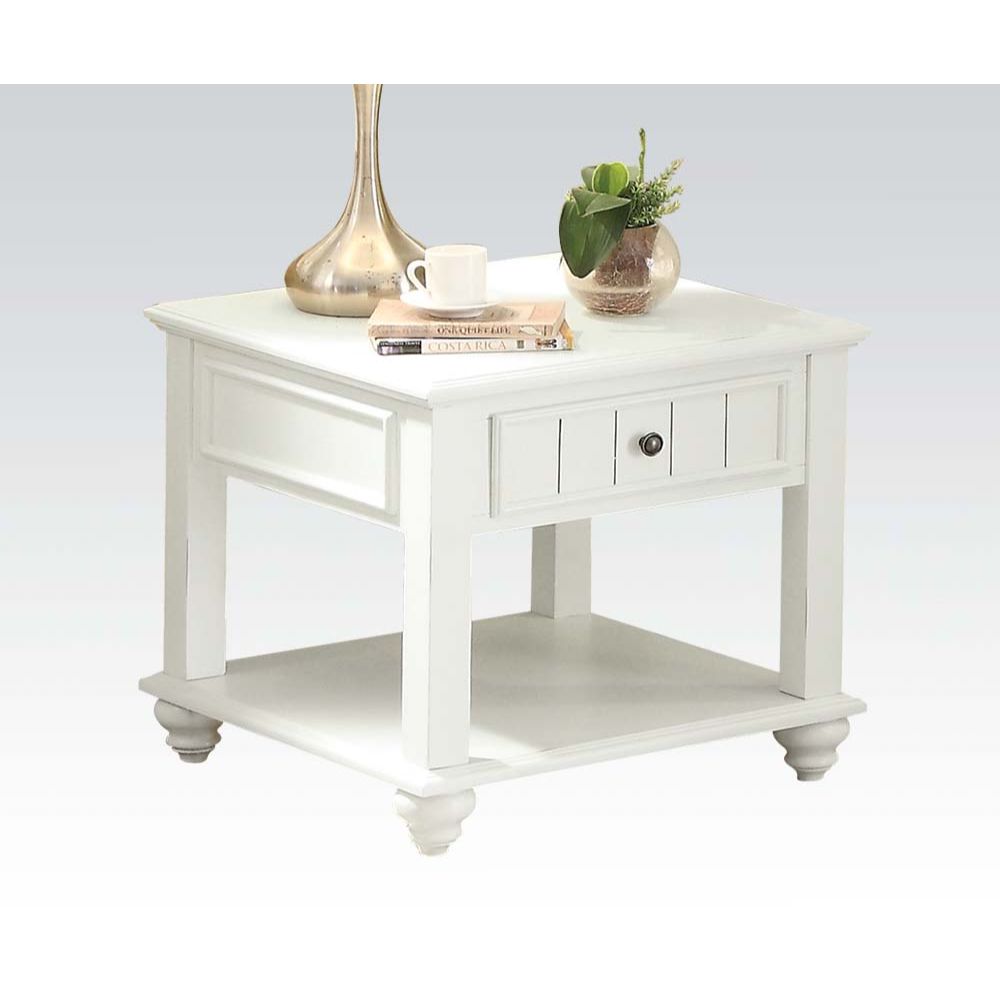 ACME Side & End Tables - ACME Natesa End Table, White Washed