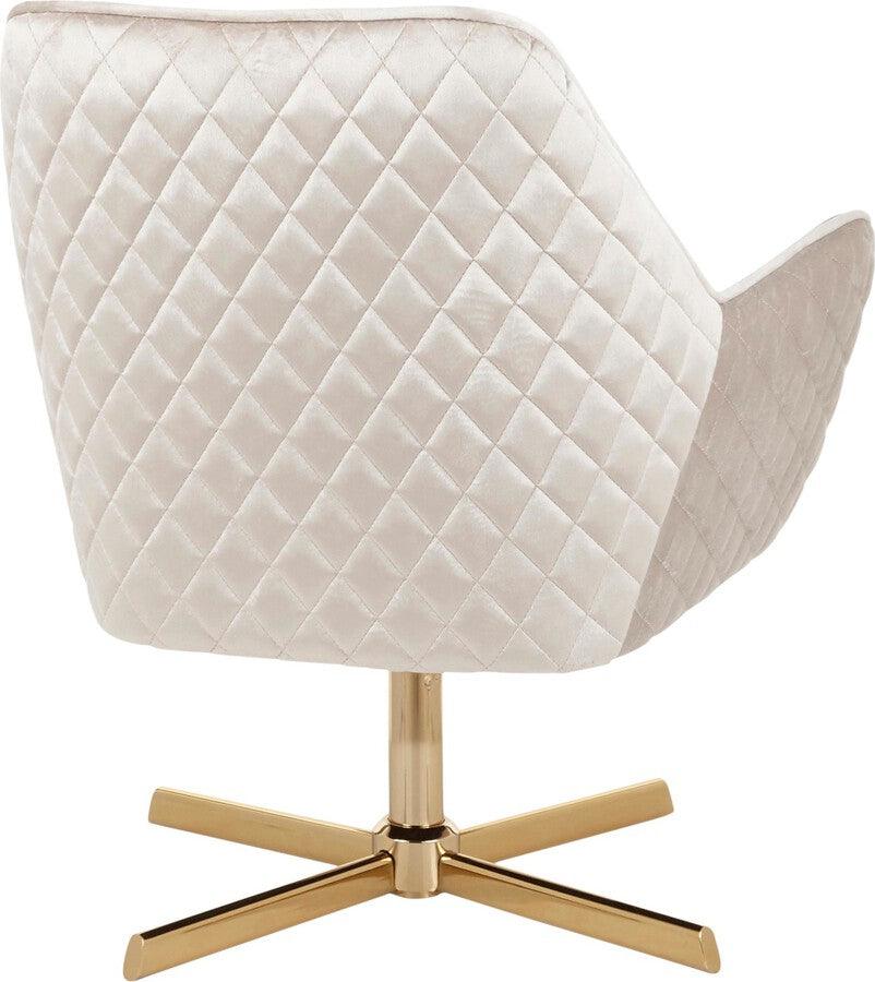Lumisource Accent Chairs - Diana Contemporary Lounge Chair in Gold Metal and Cream Velvet
