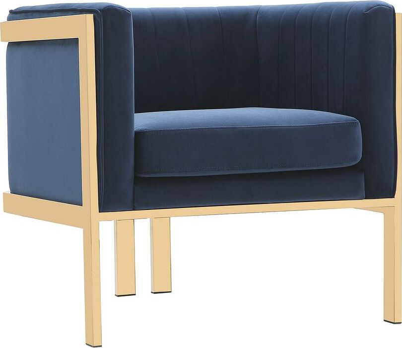 Manhattan Comfort Accent Chairs - Paramount Royal Blue and Polished Brass Velvet Accent Armchair