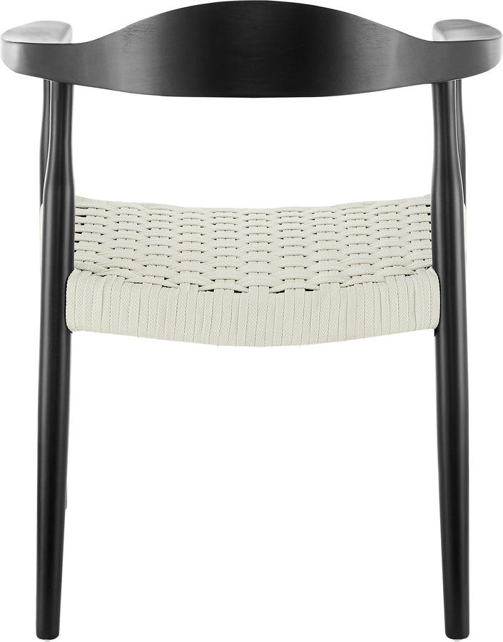 Euro Style Dining Chairs - Hannu Armchair in Matte Black with White Seat Rope
