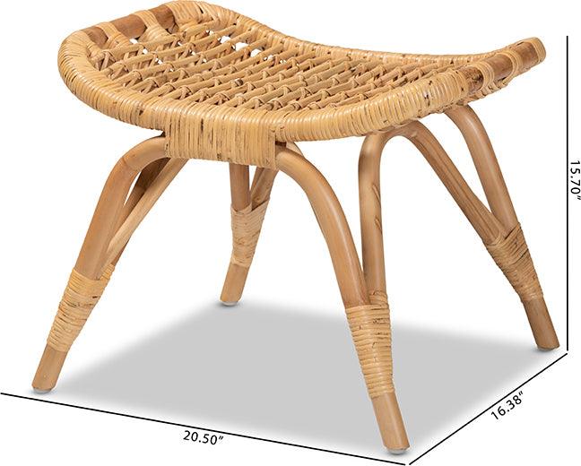 Wholesale Interiors Ottomans & Stools - Bernardo Modern Bohemian Natural Brown Rattan Ottoman