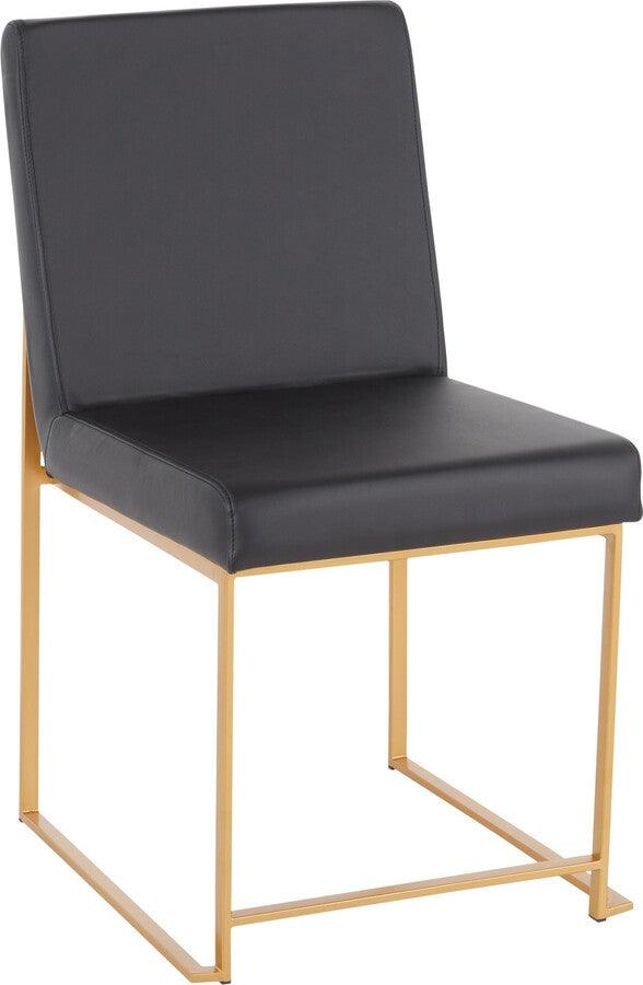Lumisource Dining Chairs - High Back Fuji Contemporary Dining Chair In Gold & Black Faux Leather (Set of 2)