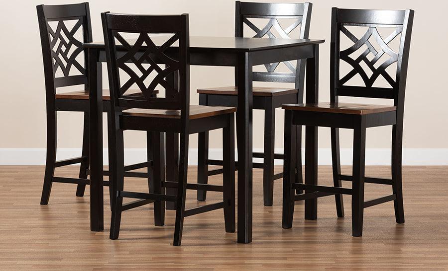 Wholesale Interiors Dining Sets - Nicolette Contemporary Dark Brown and Walnut Brown Finished Wood 5-Piece Pub Set