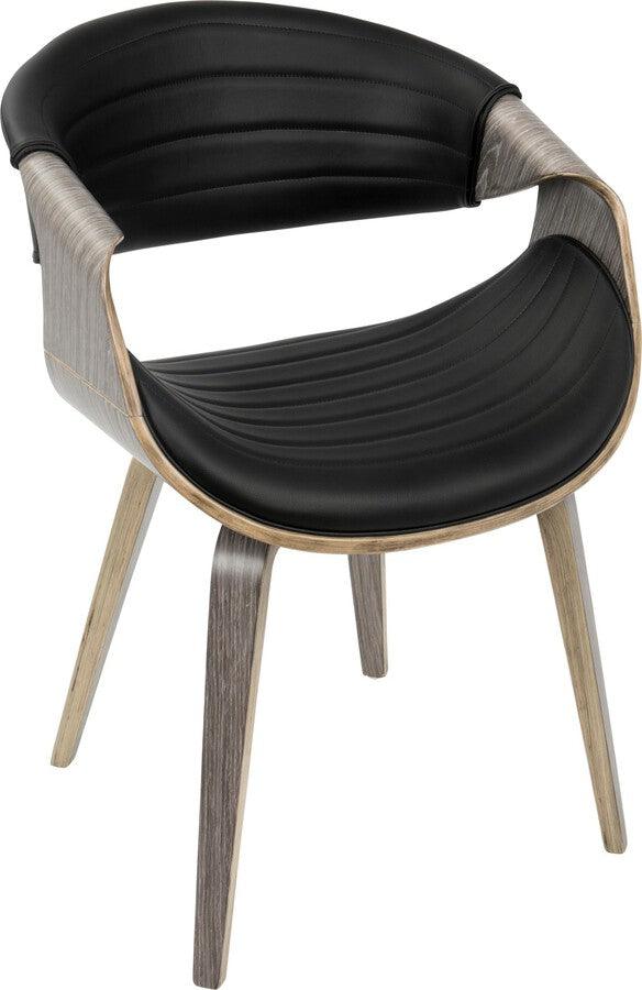 Lumisource Dining Chairs - Symphony Mid-Century Modern Dining/Accent Chair in Light Grey Wood and Black Faux Leather