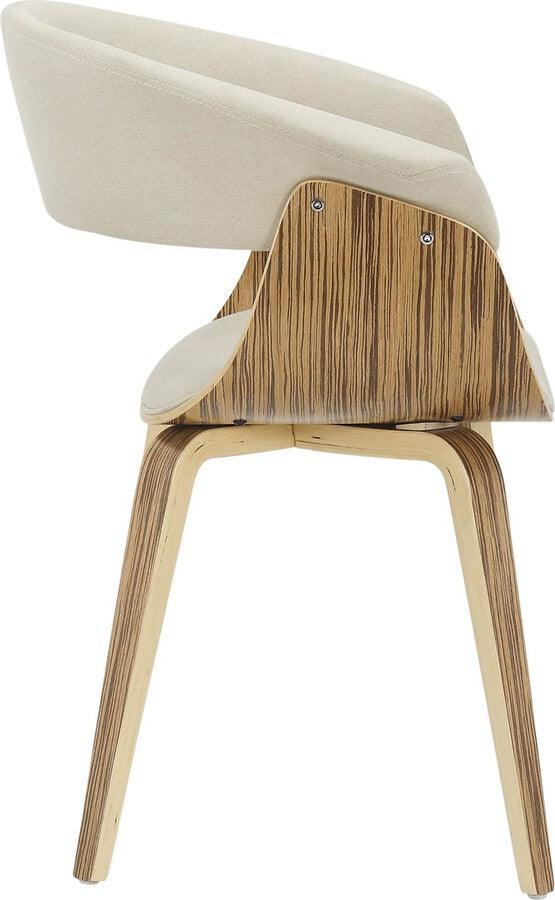 Lumisource Accent Chairs - Vintage Mod Mid-Century Modern Dining/Accent Chair in Zebra Wood and Cream Fabric